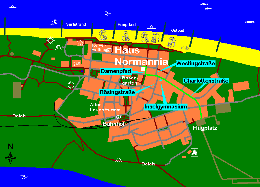 Weg vom Flugplatz zum Haus Normannia